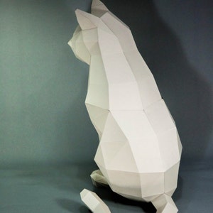 Cat Paper Craft, Digital Template, Origami, PDF Download DIY, Low Poly, Trophy, Sculpture, Model image 3