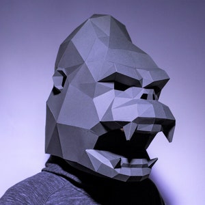 King Kong Mask, Mask Paper Craft, Digital Template, Origami, PDF Download DIY, Low Poly, Halloween