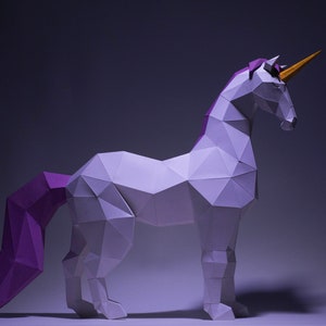 Unicorn Paper Craft, Digital Template, Origami, PDF Download DIY, Low ...
