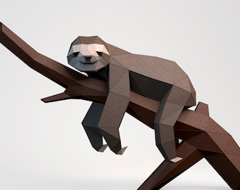 Sloth Digital Template, Sloth PDF Paper Craft, Sloth Origami, Sloth Model