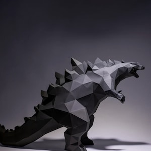 Godzilla Paper Craft, Digital Template, Origami, PDF Download DIY, Low Poly, Trophy, Sculpture, Godzilla  Model, svg for cricut