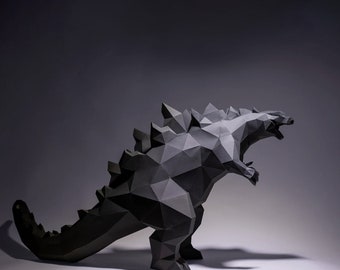 Godzilla Paper Craft, Digital Template, Origami, PDF Download DIY, Low Poly, Trophy, Sculpture, Godzilla  Model, svg for cricut