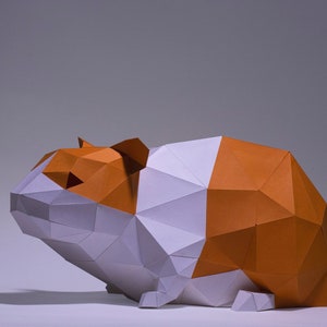 Hamsters Paper Craft, Digital Template, Origami, PDF Download DIY, Low Poly, Trophy, Sculpture, Hamsters Model image 4