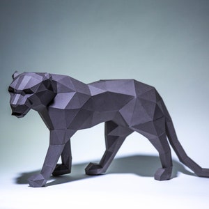 Black Panther Paper Craft, Digital Template, Origami, PDF Download DIY, Low Poly, Trophy, Sculpture, Model