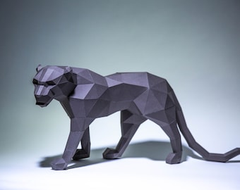 Black Panther Paper Craft, digitale sjabloon, origami, PDF-download DIY, laag poly, trofee, sculptuur, model