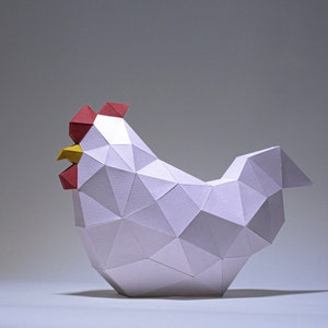 Huhn Küken Papercraft 3D DIY Low-Poly-Papier Handwerk Ostern Dekor Modell Vorlage, Küche Dekor, DIY Papier Hahn Bild 2