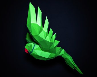 Parrot Flying Paper Craft, Digital Template, Origami, PDF Download DIY, Low Poly, Trophy, Sculpture, 3D Model