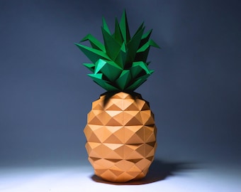 Pineapple Paper Craft, Digital Template, Origami, PDF Download DIY, Low Poly, Trophy, Sculpture, Model, Fruit
