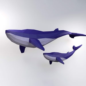 Whale Model, Low Poly Whale, Whale sculpture, Create Your Own 3D Papercraft Whale , Origami Whale, Blue Whale, Wall hanging, Cricut svg