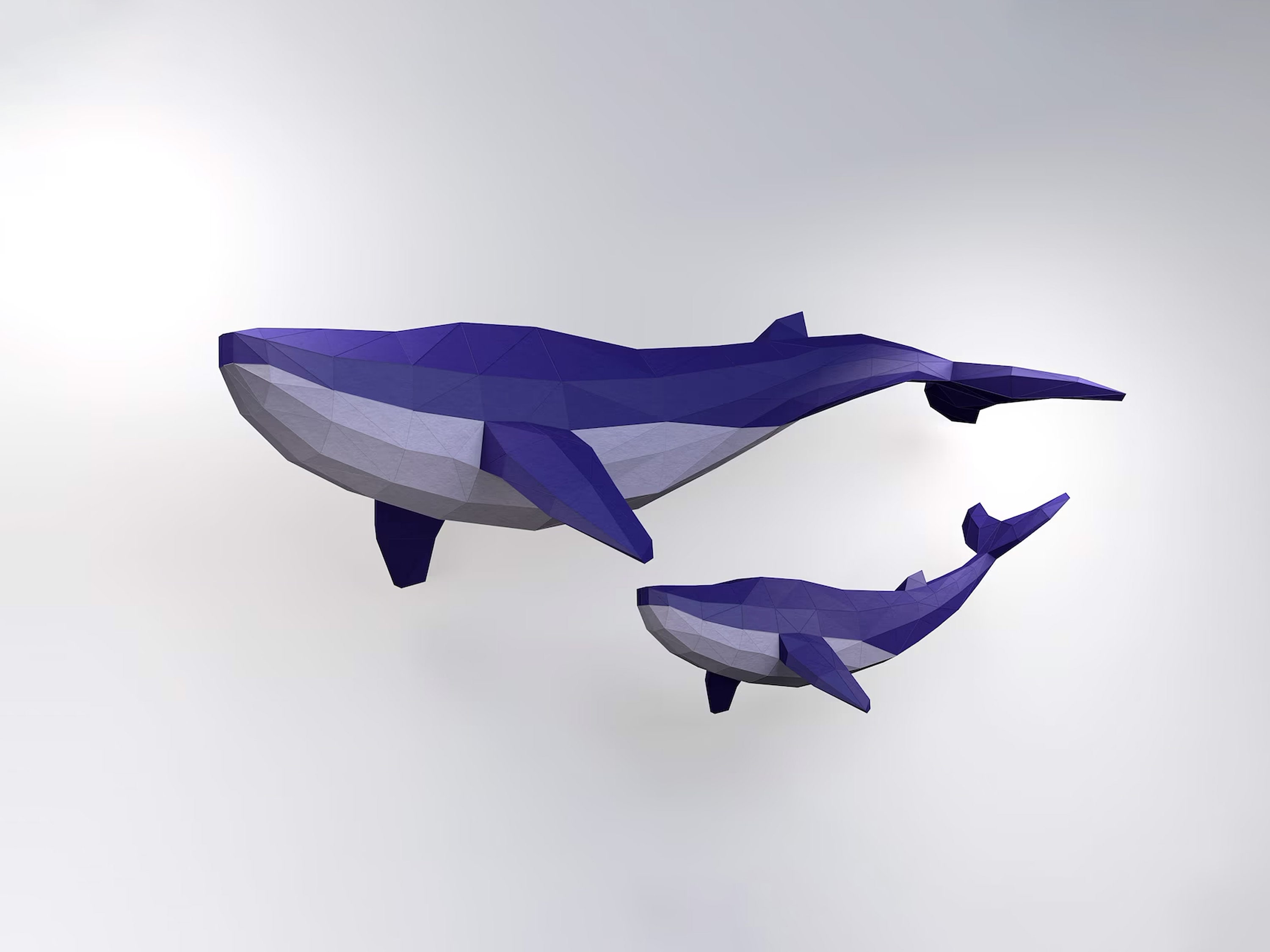 Whale Model, Low Poly Whale, Whale sculpture, Create Your Own 3D Papercraft Whale , Origami Whale, Blue Whale, Wall hanging, Cricut svg