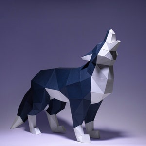 Wolf Paper Craft, Digital Template, Origami, PDF Download DIY, Low Poly, Trophy, Sculpture, Wolf Model image 3