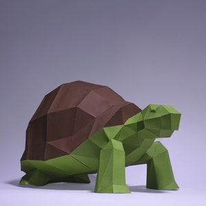 Turtle Paper Craft, Digital Template, Origami, PDF Download DIY, Low Poly, Trophy, Sculpture, Turtle Model