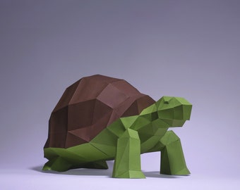 Papierowa figurka żółwia, szablon cyfrowy, origami, pobierz plik PDF DIY, low poly, trofeum, rzeźba, model żółwia