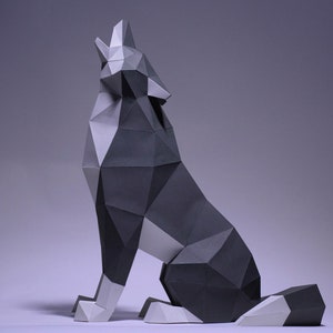 Wolf Sit Paper Craft, Digital Template, Origami, PDF Download DIY, Low ...