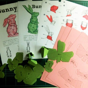Bunny Paper Craft, Digital Template, Origami, PDF Download DIY, Low Poly, Trophy, Sculpture, 3D Model image 5