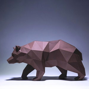 Bear Paper Craft, Plantilla digital, Origami, Descarga de PDF DIY, Low Poly, Trofeo, Escultura, Modelo 3D