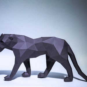 Black Panther Paper Craft, Digital Template, Origami, PDF Download DIY, Low Poly, Trophy, Sculpture, Model image 2