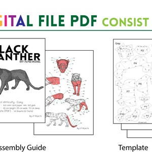 Créations en papier de panthère noire, modèle numérique, origami, téléchargement PDF, bricolage, faible densité, trophée, sculpture, modèle réduit image 5