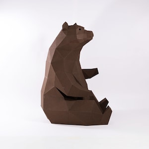 Bear Paper Craft, Digital Template, Origami, PDF Download DIY, Low Poly, Trophy, Sculpture, 3D Model image 3