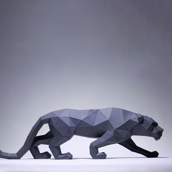 Black Panther, Papercraft Panther, Leopard, Papercraft decor, Home decor, Gift, Papercraft 3D, low poly, origami 3D, papercraft template