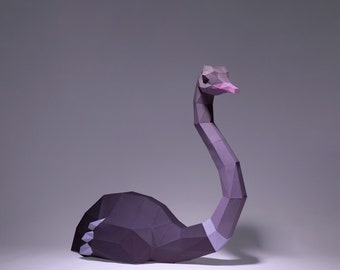 Ostrich Paper Craft, Digital Template, Origami, PDF Download DIY, Low Poly, Trophy, Sculpture, 3D Model