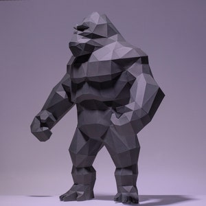 King Kong, Kong Paper Craft, Digital Template, Origami, PDF Download DIY, Low Poly, Trophy, Sculpture, King Kong, Kong Model