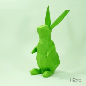 Bunny Paper Craft, Digital Template, Origami, PDF Download DIY, Low Poly, Trophy, Sculpture, 3D Model image 4