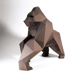 Gorilla Model, King Kong Papiermodelle, Digitale Vorlage, Origami, PDF Download DIY, Low Poly, Trophäe, Skulptur, svg Dateien für Cricut