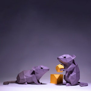 Créations artisanales en papier, modèle numérique, origami, téléchargement PDF, bricolage, faible densité, trophée, sculpture, modèle de souris