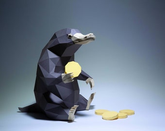 Niffler Paper Craft, Digital Template, Origami, PDF Download DIY, Low Poly, Trophy, Sculpture, Niffler Model, Cricut SVG