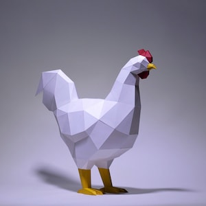 Scultura di gallo in carta, puzzle 3D stampabile, modello Pdf in carta per realizzare l'arredamento della tua cucina con gallo, gallo per animali domestici in carta fai da te