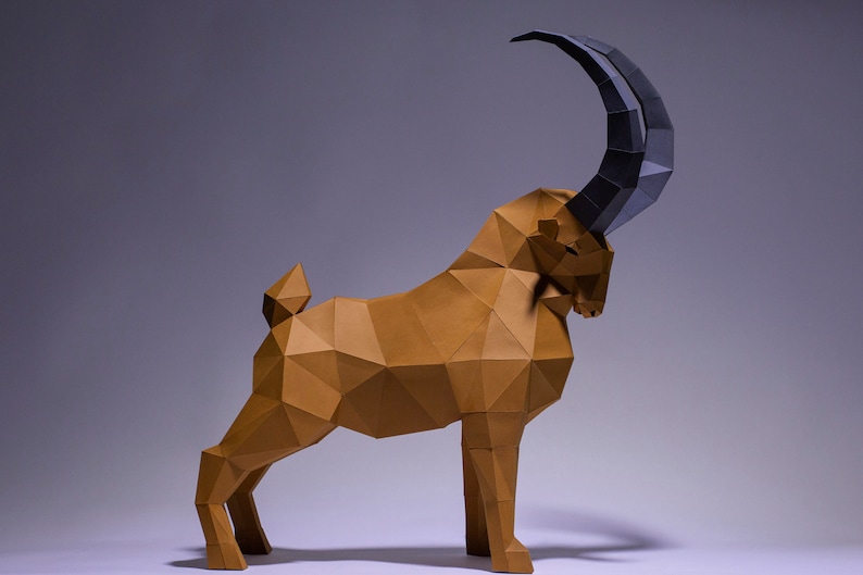 Goat Papercraft Ibex, Goat Paper Craft, Digital Template, Origami, PDF Download DIY ...