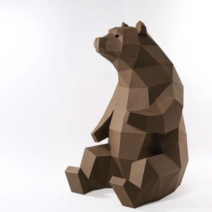 Bear Paper Craft, Digital Template, Origami, PDF Download DIY, Low Poly, Trophy, Sculpture, 3D Model image 1