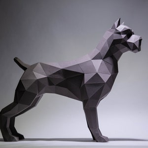 Pit bull Dog Paper Craft, Digital Template, Origami, PDF Download DIY, Low Poly, Trophy, Sculpture, Model image 2