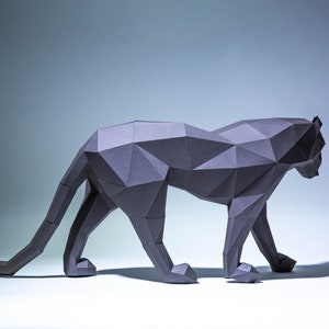 Black Panther Paper Craft, Digital Template, Origami, PDF Download DIY, Low Poly, Trophy, Sculpture, Model image 3
