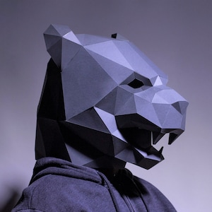 Black Panther Mask, Papercraft Mask Template, Origami, PDF Download DIY, Low Poly, 3D Mask