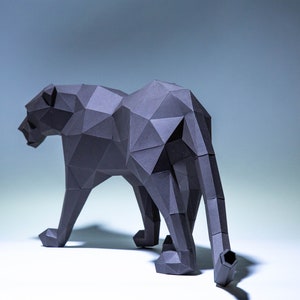 Black Panther Paper Craft, Digital Template, Origami, PDF Download DIY, Low Poly, Trophy, Sculpture, Model image 4