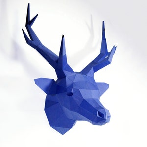 Deer Head Wall Paper Craft, Digital Template, Origami, PDF Download DIY, Low Poly, Wall decor