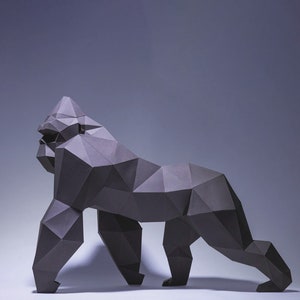 Creazioni con la carta King Kong, modello digitale, origami, download PDF fai da te, low poly, trofeo, scultura, modello
