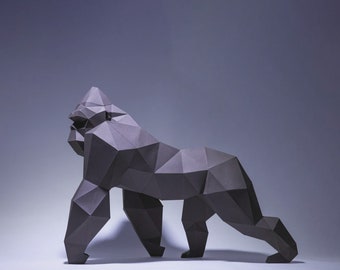 Creazioni con la carta King Kong, modello digitale, origami, download PDF fai da te, low poly, trofeo, scultura, modello