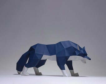 Boze Wolf papiermodellen, digitale sjabloon, origami, PDF-download DIY, laag poly, trofee, sculptuur, Wolf-model