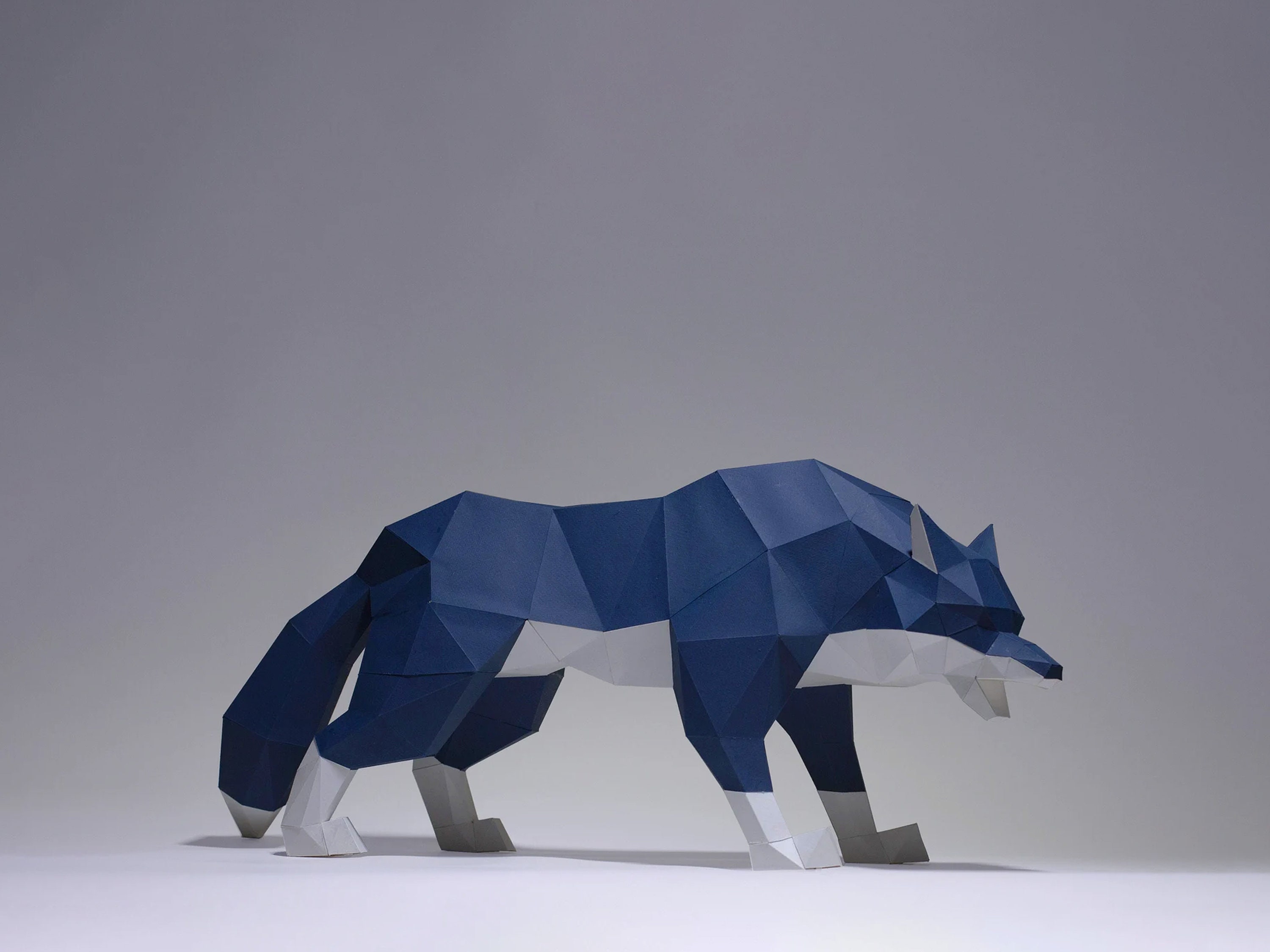 Angry Wolf Paper Craft, Digital Template, Origami, PDF Download DIY, Low Poly, Trophy, Sculpture, Wolf Model