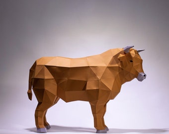 Cow Paper Craft, Digital Template, Origami, PDF Download DIY, Low Poly, Trophy, Sculpture, Cow Model