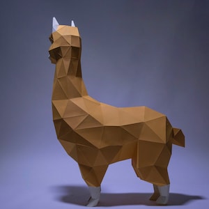 Alpaca, Lama Paper Craft, Digital Template, Origami, PDF Download DIY, Low Poly, Trophy, Sculpture, Model image 3