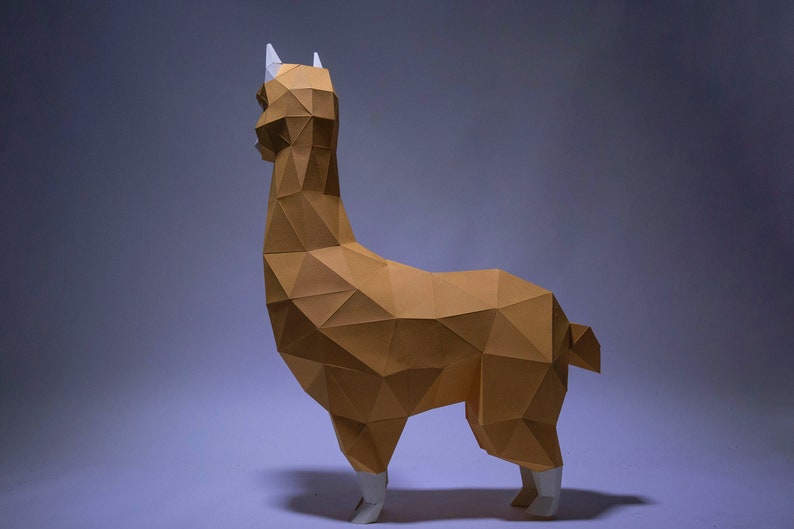 Alpaca, Lama Paper Craft, Digital Template, Origami, PDF Download DIY, Low Poly, Trophy, Sculpture, Model image 3