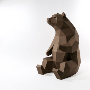 Bear Paper Craft, Digital Template, Origami, PDF Download DIY, Low Poly, Trophy, Sculpture, 3D Model image 2