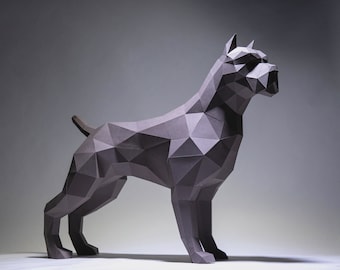 Pit bull Dog Paper Craft, Digital Template, Origami, PDF Download DIY, Low Poly, Trophy, Sculpture, Model