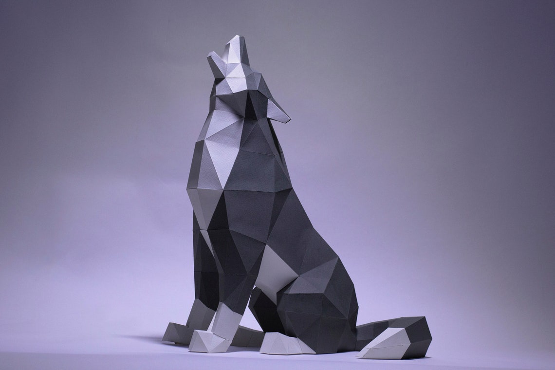 Wolf Sit Paper Craft Digital Template Origami PDF Download - Etsy