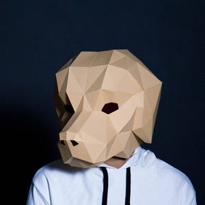Labrador Mask Paper Craft, Digital Template, Origami, PDF Download DIY, Low Poly, 3D Mask Halloween mask