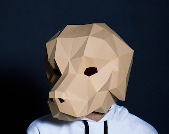 Labrador Mask Paper Craft, Digital Template, Origami, PDF Download DIY, Low Poly, 3D Mask Halloween mask